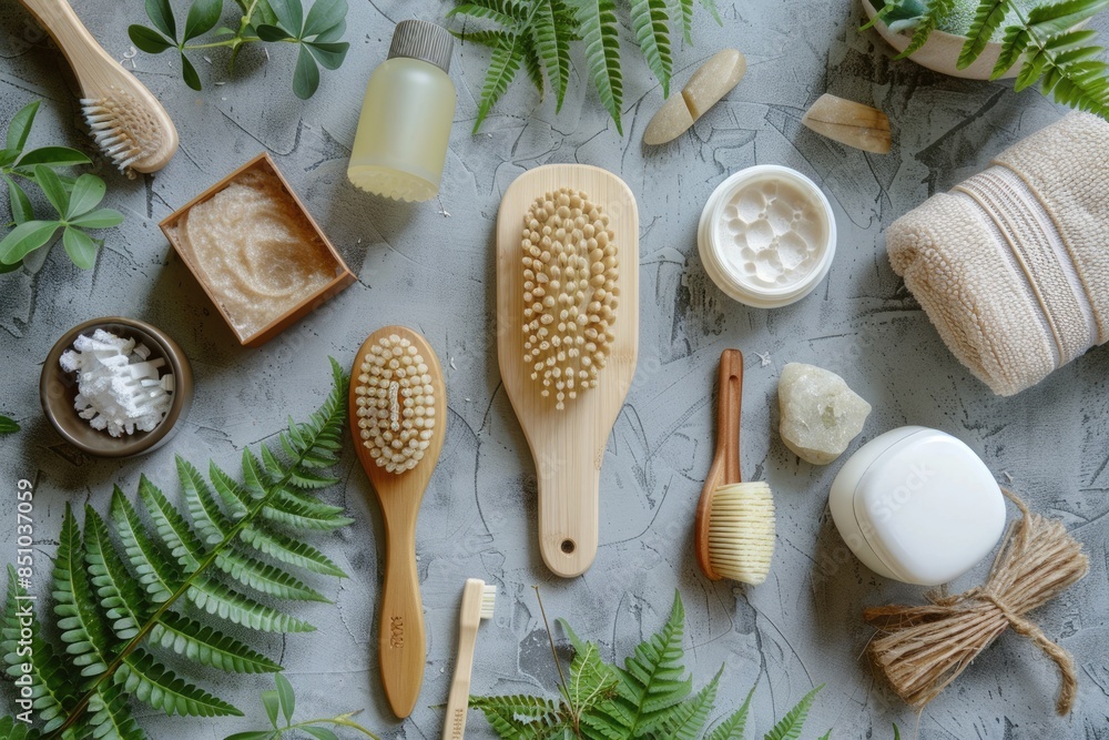 Eco Friendly Products. Zero Waste Lifestyle Concept with Biodegradable Beauty Accessories Eco Friendly Products. Zero Waste Lifestyle Concept with Biodegradable Beauty Accessories