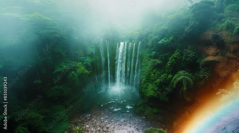 Fototapeta premium Majestic Aling-Aling Waterfall Surrounded by Lush Green Jungle in Bali, Indonesia