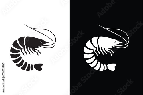 Prawn icon vector, filled flat sign, solid pictogram isolated on white black background