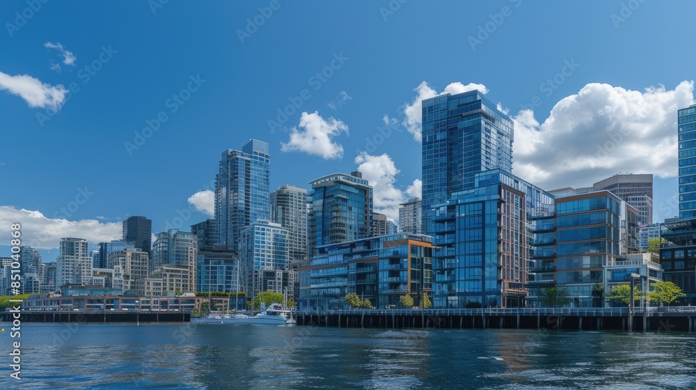 Pacific Skyline. Architecture and City Life at Downtown Seattle Waterfront Pacific Skyline. Architecture and City Life at Downtown Seattle Waterfront