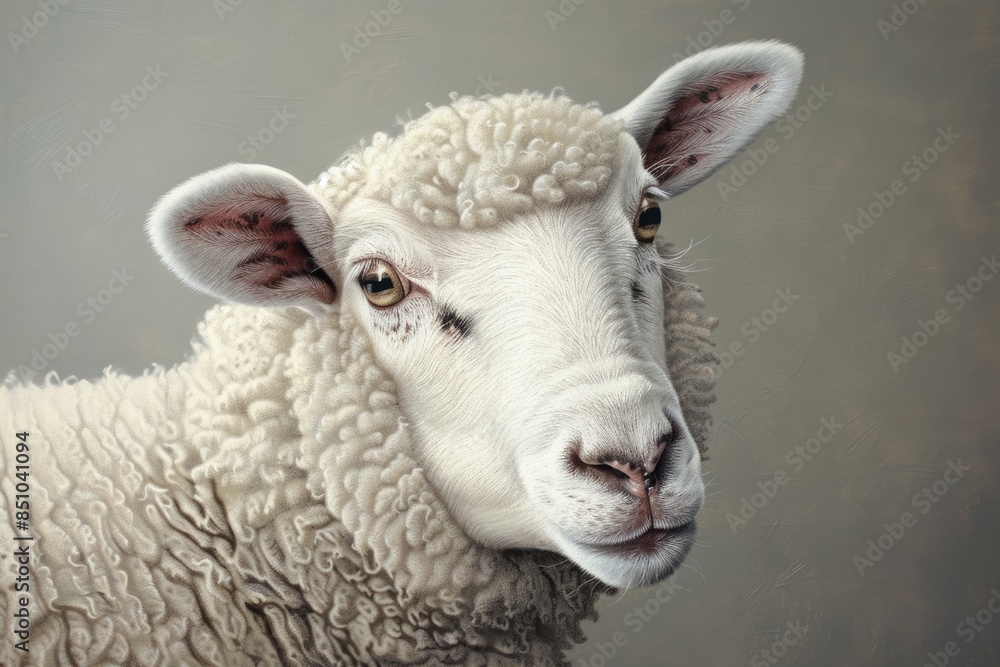 custom made wallpaper toronto digitalSheep Drawing. Portrait of Cute Young Sheep in a Wildlife Studio Setting