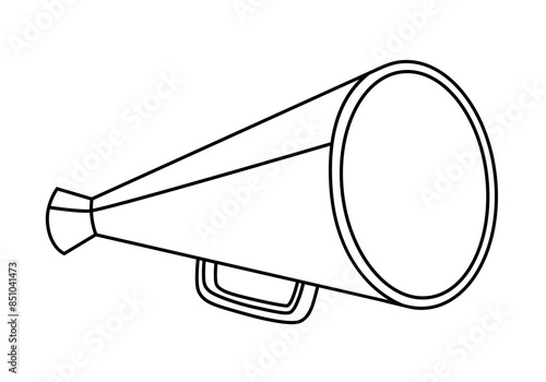 Hand drawn cute outline illustration retro megaphone loudspeaker. Flat vector promotion, announcement, advertisement bullhorn sticker line art doodle. News alert icon. Communication speaker. Isolated.