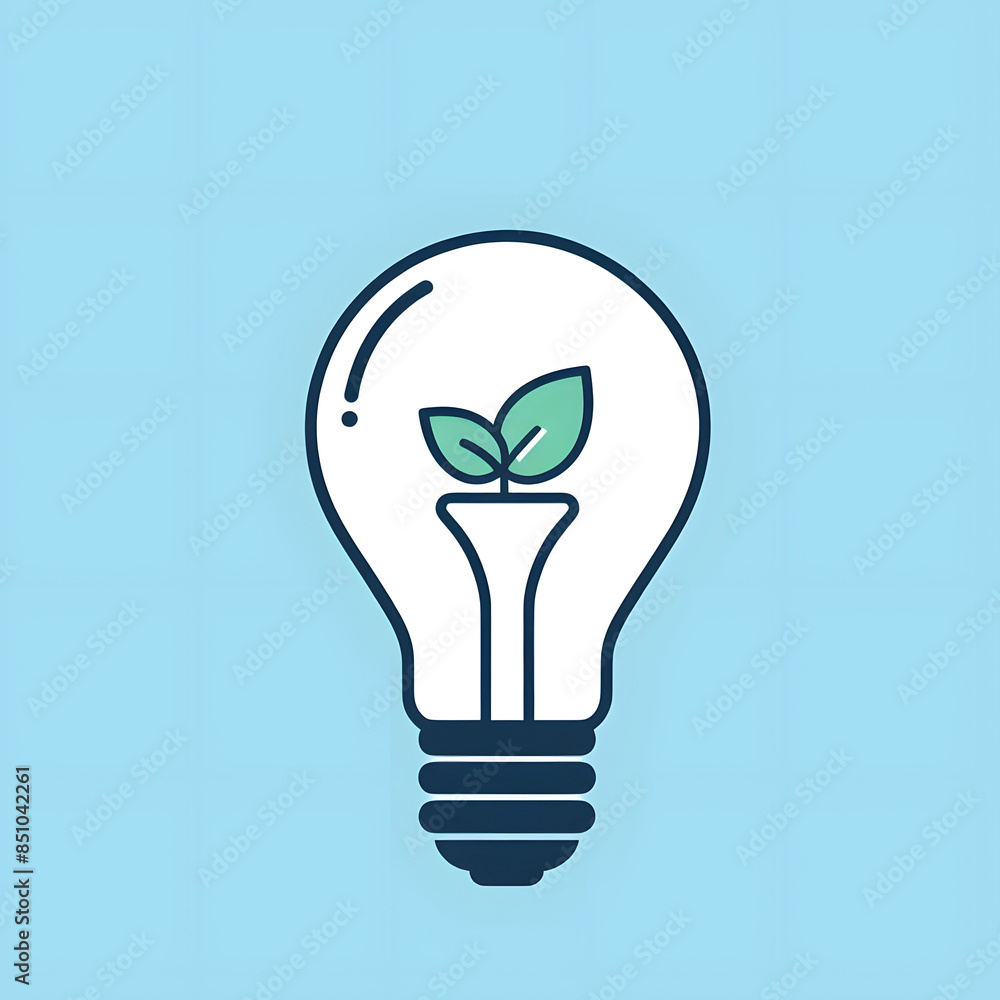 Renewable Energy Symbolized by Plant in Bulb, Eco-Innovation Renewable Energy Symbolized by Plant in Bulb, Eco-Innovation