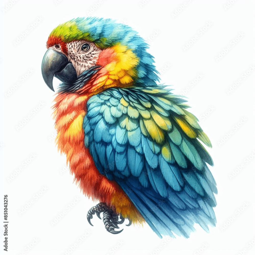 Watercolor Parrot Illustration - AI Generated Watercolor Parrot Illustration - AI Generated