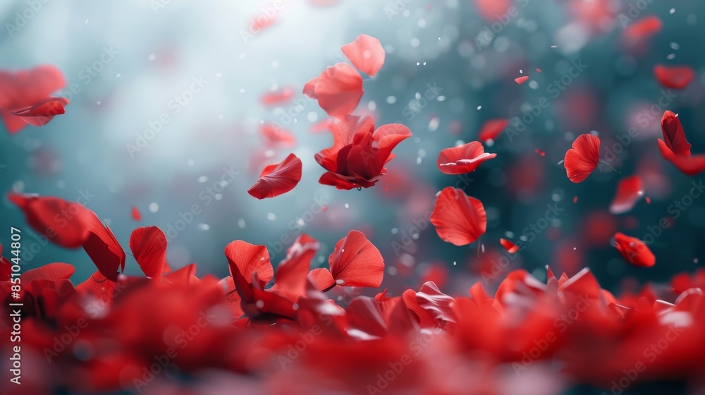 Soft edges of drifting scarlet petals serene Soft edges of drifting scarlet petals serene