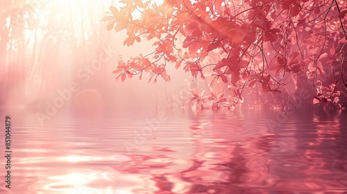 Serene waters soft rosy glow peaceful