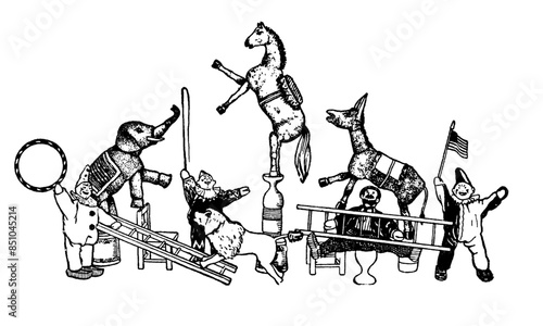 Vintage Illustration of Circus Performers