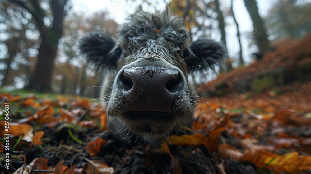 Funny Cow Nose Close-Up: A shot of a cow's nose and mouth up close, as if it's sniffing the camera lens, creating a humorous perspective. Funny Cow Nose Close-Up: A shot of a cow's nose and mouth up close, as if it's sniffing the camera lens, creating a humorous perspective.
