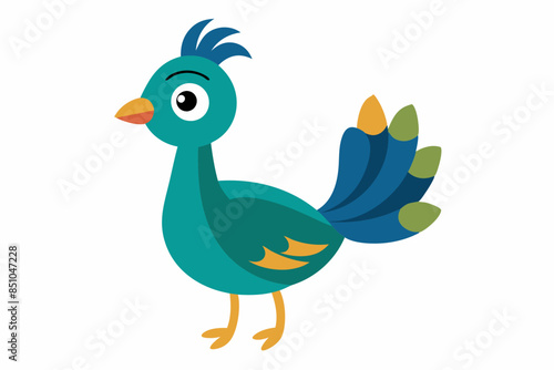 cute peacock cartoon hand drawing vector illustration