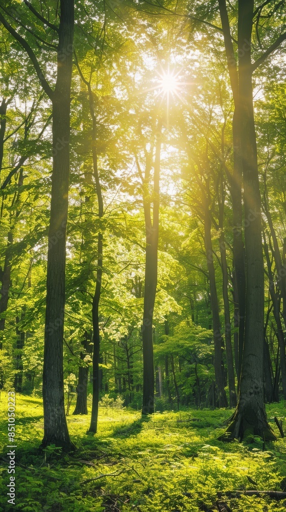 Obraz premium Sunlit Forest Landscape