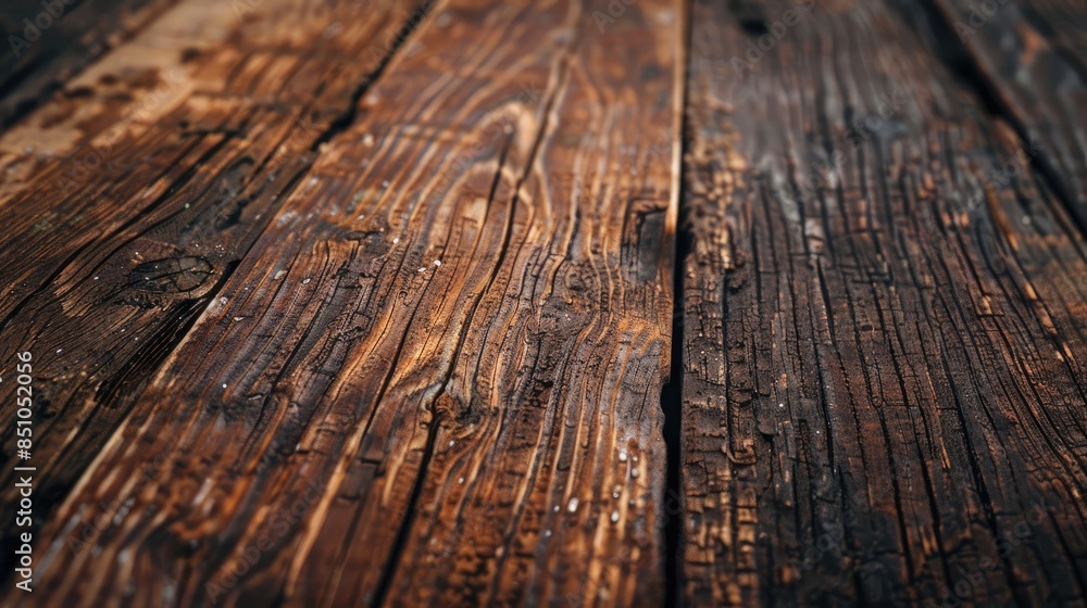 Obraz premium Closeup of the textured brown wood background
