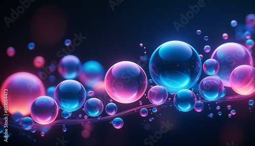 background with neon blue and pink bubbles against a dark background