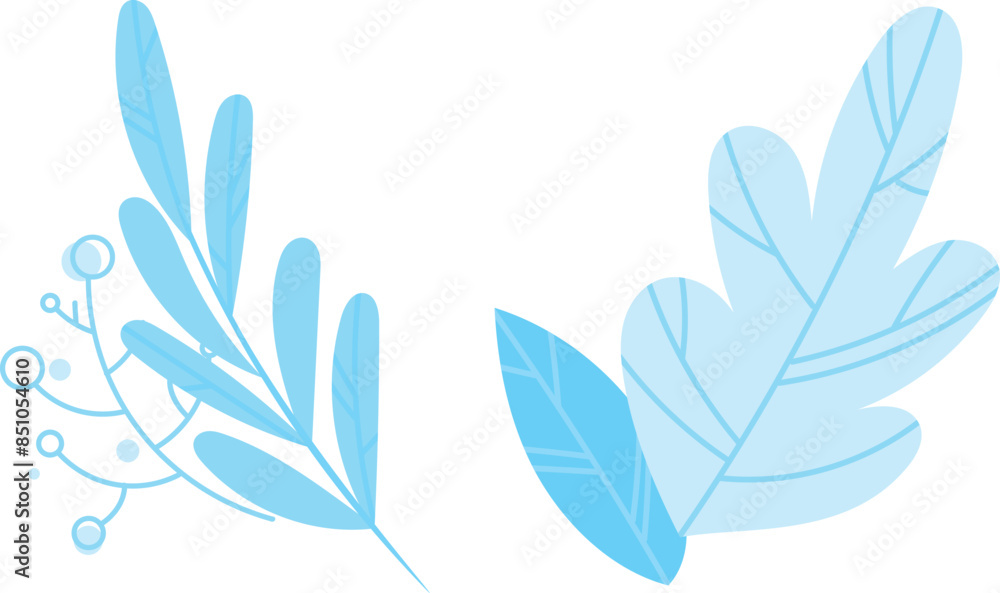Delicate blue botanical leaves twigs against isolated white background. Simplistic design subtle vein patterns, blue cyan hues dominate graphic. Simplistic leaves stems dots background Delicate blue botanical leaves twigs against isolated white background. Simplistic design subtle vein patterns, blue cyan hues dominate graphic. Simplistic leaves stems dots background