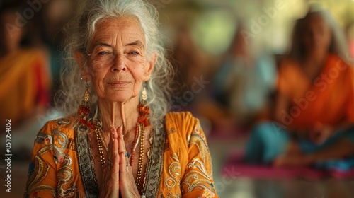Older women practice yoga, meditate in yoga classes and lead an active and healthy lifestyle  © MochSjamsul