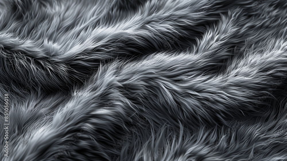Close-Up of Soft Grey Fluffy Fur Texture Background Close-Up of Soft Grey Fluffy Fur Texture Background