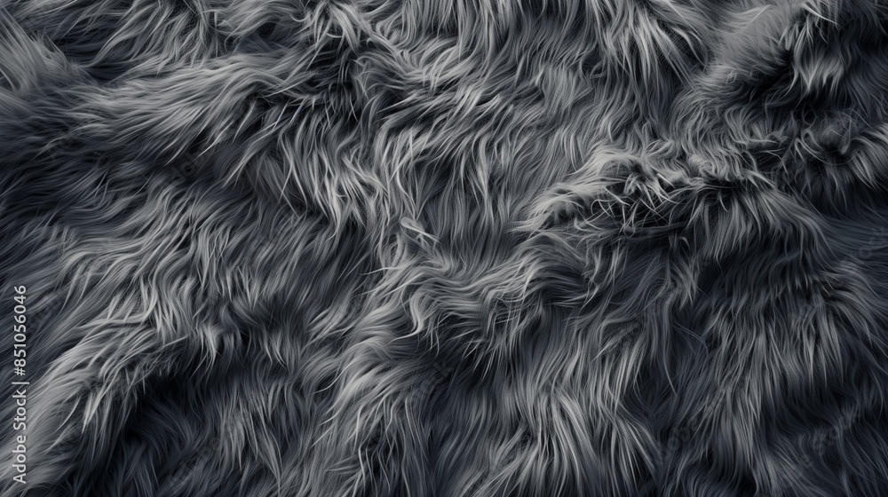 Close-Up of Fluffy Dark Gray Fur Texture Close-Up of Fluffy Dark Gray Fur Texture