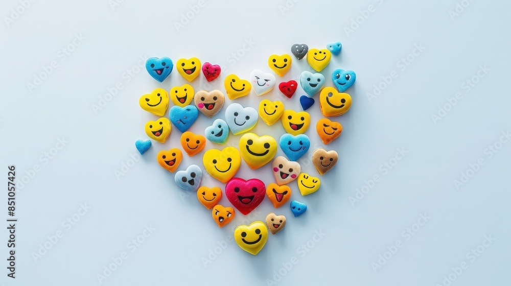 Heart-shaped emoticons arranged in a heart Heart-shaped emoticons arranged in a heart