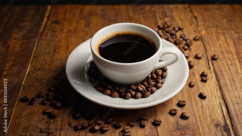 cup of coffee with beans cup of coffee with beans