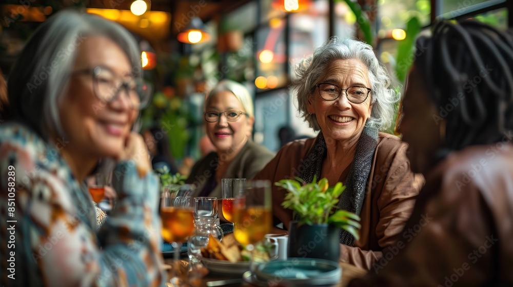 Group of senior woman enjoying being together at a cafe Group of senior woman enjoying being together at a cafe