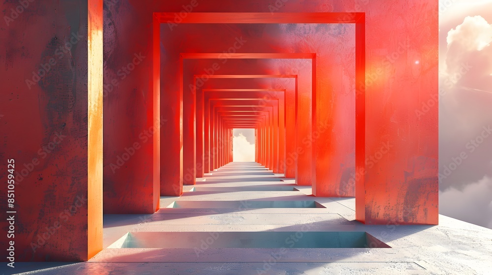 Fototapeta premium Geometric 3D Rendered Runner Design with Bold Clean Lines and Kinetic Visual Energy