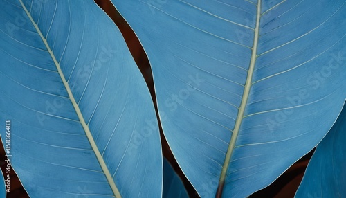 Blue toned background of tropical leaves, close-up of a beautiful agave plant with bright blue leaves, Concept for natural, botanical and decorative design themes photo