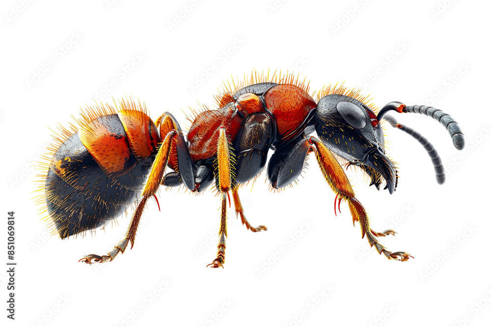 View from side of ant isolated on white background, transparent background View from side of ant isolated on white background, transparent background