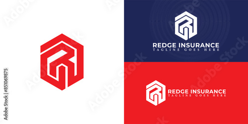 Abstract initial hexagon letters RI or IR logo in red color isolated on multiple background colors. The logo is suitable for insurance brokerage company logo vector design illustration inspiration