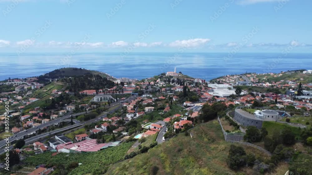 Madeiran Funchals sea line from drone Madeiran Funchals sea line from drone