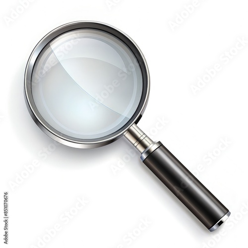 A Silver-Trimmed Magnifying Glass On White Background. Generative AI