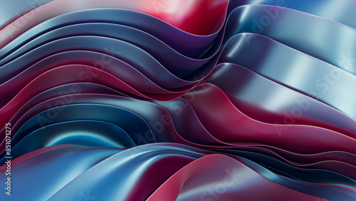 Vibrant 3D layered cloth abstract with red and blue hues