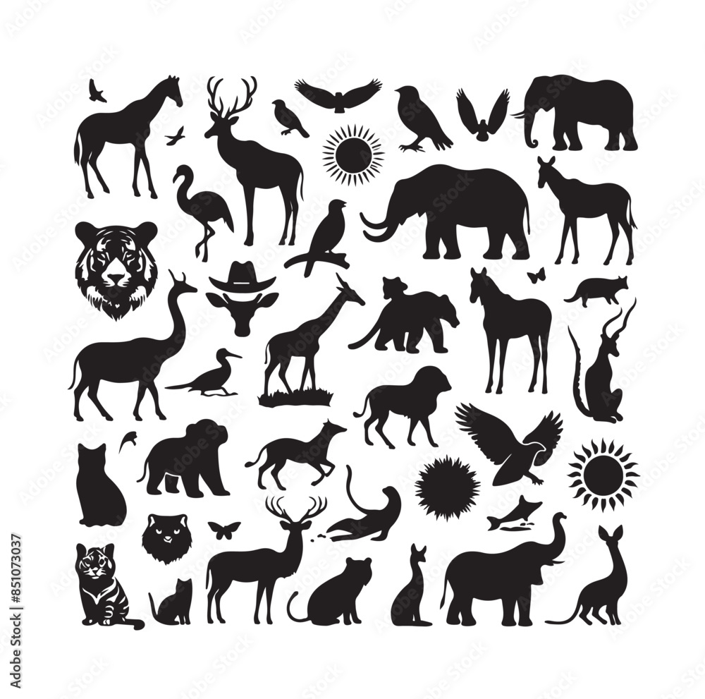 vector set of animals silhouette vector set of animals silhouette