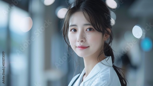 Korean woman doctor, beautiful face, photo 