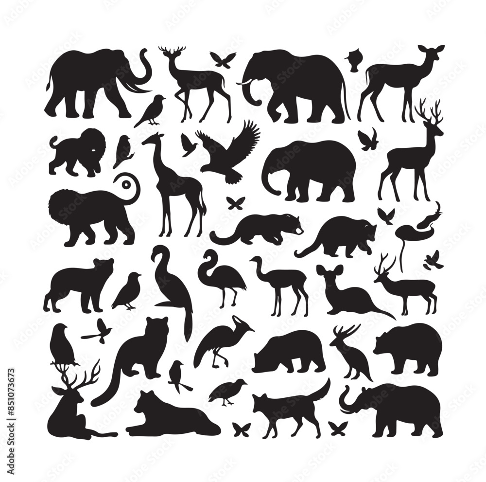 Fototapeta premium vector set of animals silhouette