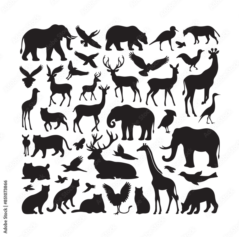 vector set of animals silhouette vector set of animals silhouette