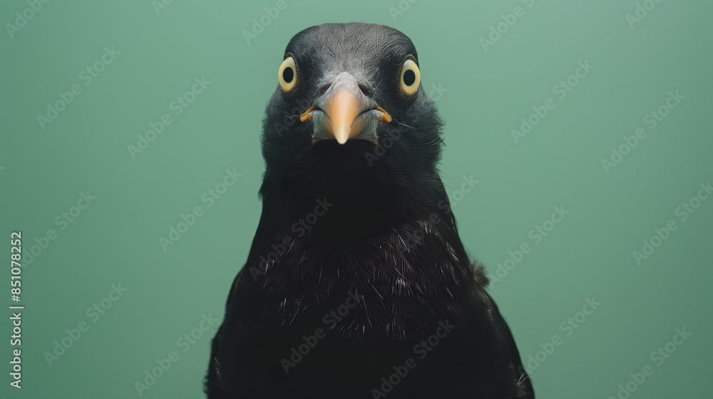 A detailed close-up showcases a pigeons head, with a focus on its striking yellow eyes and gray feathers - Generative AI A detailed close-up showcases a pigeons head, with a focus on its striking yellow eyes and gray feathers - Generative AI