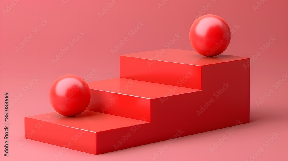 Red podium with red spheres Red podium with red spheres