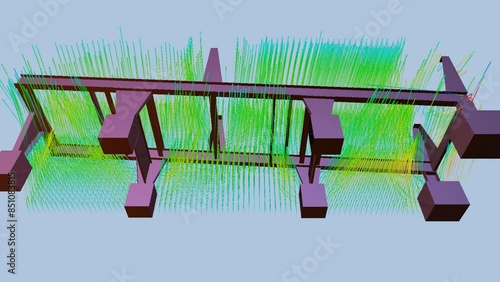 CFD simulation Computational fluid dynamics - industrial structure airflow simulation photo