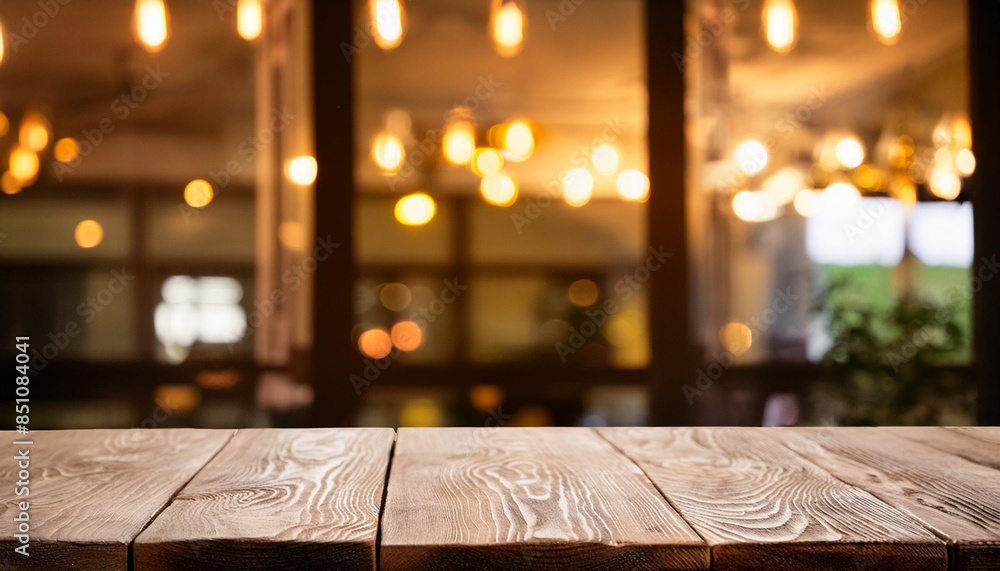 dark blurred background with empty table top, cafe restaurant windows. background for your product dark blurred background with empty table top, cafe restaurant windows. background for your product
