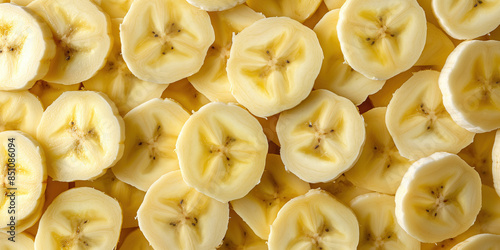 Banana slices background, pattern full frame