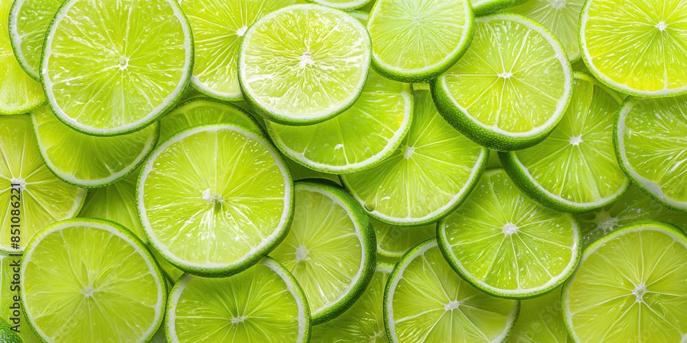Lime slices background, pattern full frame Lime slices background, pattern full frame