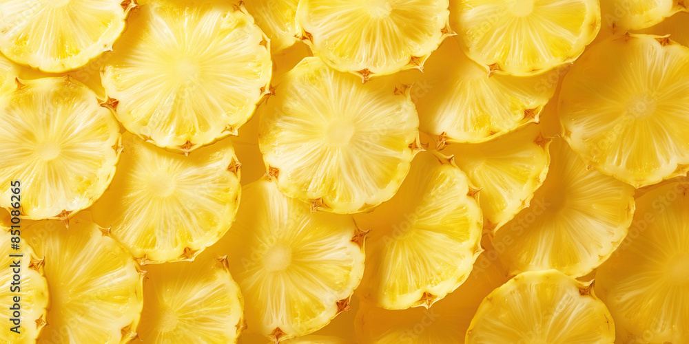 Pineapple slices background, pattern full frame Pineapple slices background, pattern full frame