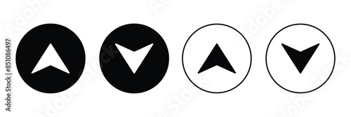 Swipe up arrow icon set. Up Down and left right Arrows sign on white background.
