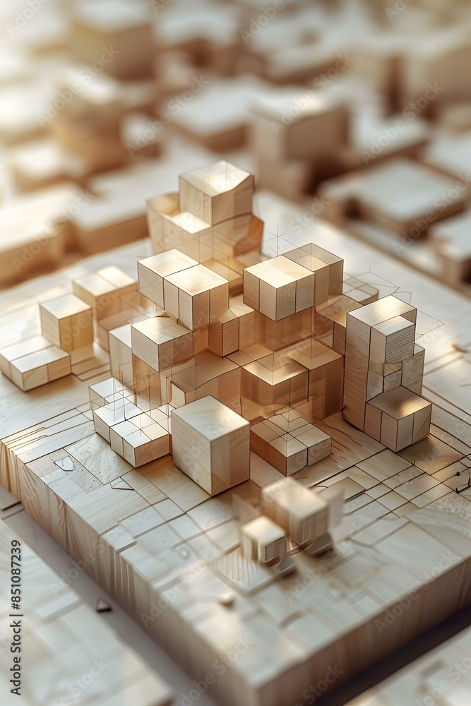 Wooden Block Cityscape Model Wooden Block Cityscape Model