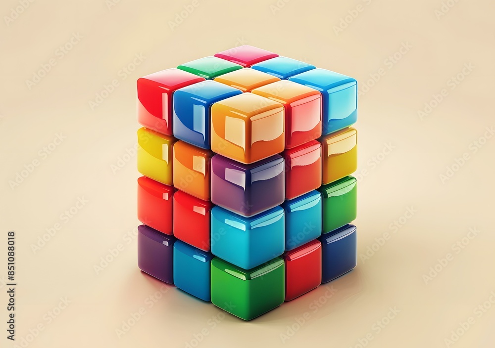 Abstract Colorful Cubes 3D Rendered Abstract Colorful Cubes 3D Rendered