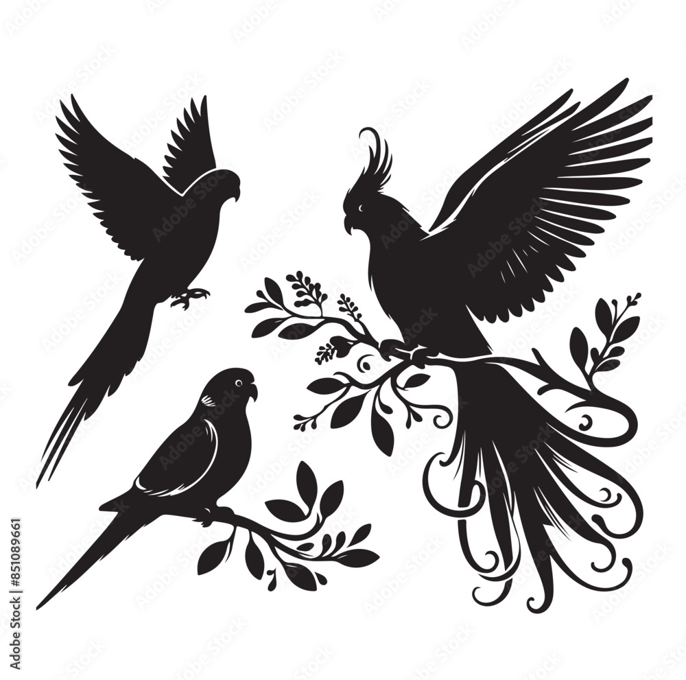 Fototapeta premium Simple parrot silhouette vector illustration.