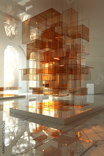 Abstract Glass Sculpture in a Modern Setting