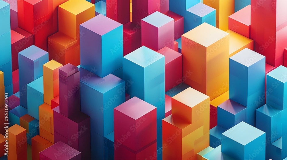 Colorful 3D Illustration of a Cityscape Colorful 3D Illustration of a Cityscape