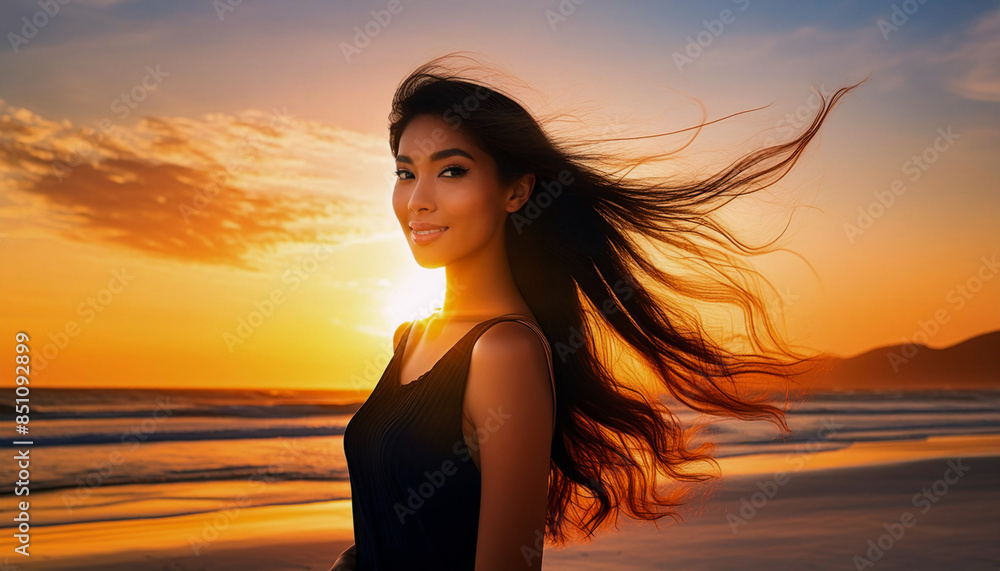 Fototapeta premium 夕日背景のシルエット