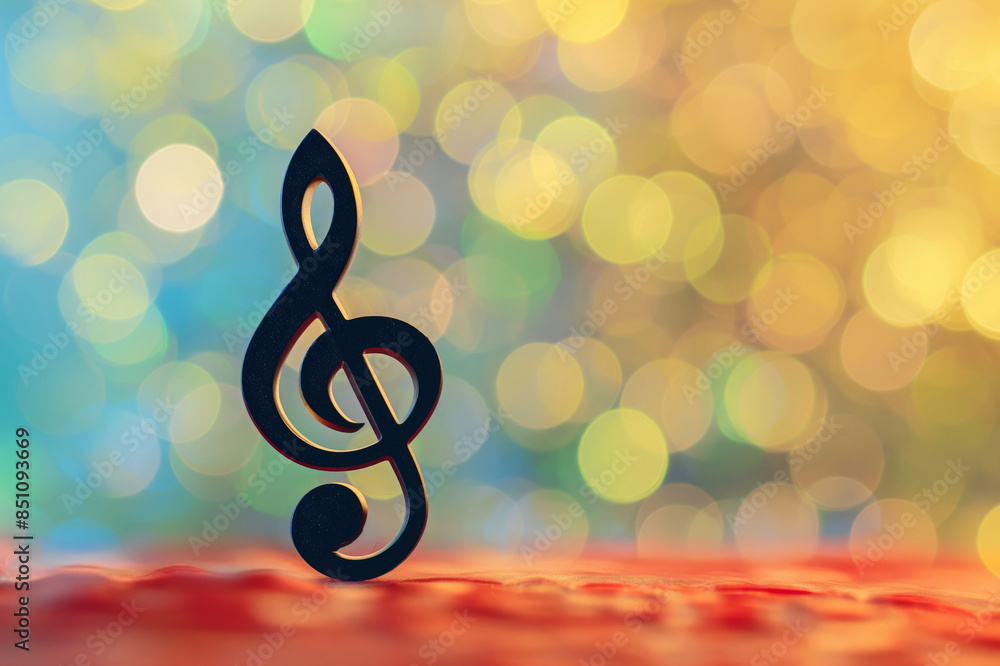 Solitary music note symbol cast against a vibrant bokeh background, capturing the essence of sound and melody in visual form Solitary music note symbol cast against a vibrant bokeh background, capturing the essence of sound and melody in visual form