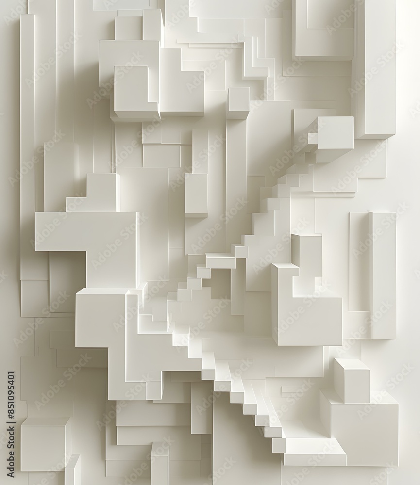 Abstract White Block Structure 3D Render Abstract White Block Structure 3D Render